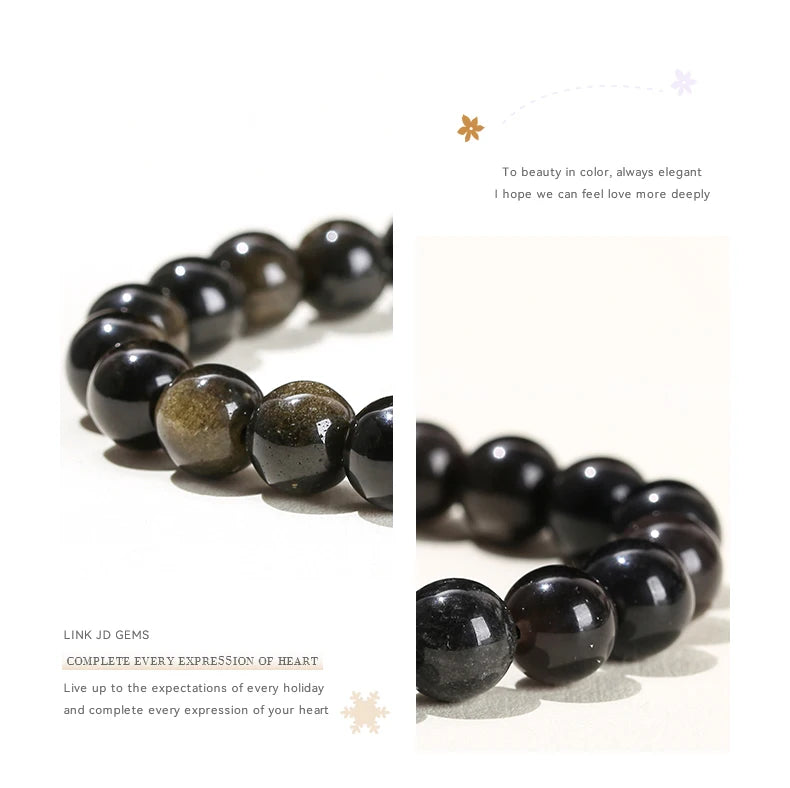 JD Natural Stone Beads Bracelet Amethyst Tiger Eye Crystal Quartz Agate Gem Beads Bangles Women Men Reiki Healling Jewelry Gift by Home for Health and Beauty