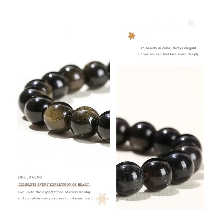 JD Natural Stone Beads Bracelet Amethyst Tiger Eye Crystal Quartz Agate Gem Beads Bangles Women Men Reiki Healling Jewelry Gift by Home for Health and Beauty