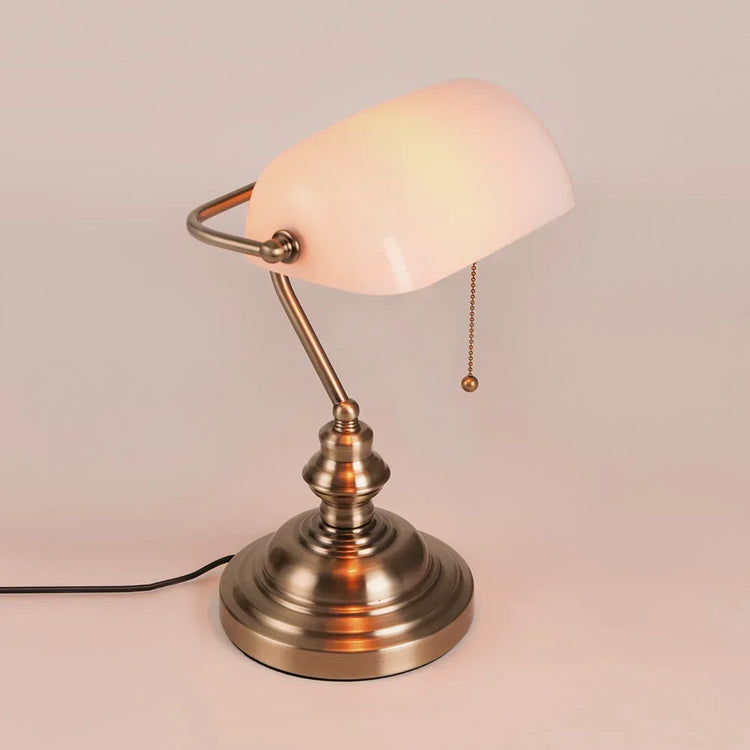 Desk lamp Table Light glass banker‘s lamp zipper switch for bedroom home stuy restaurant library office light night lamp by Home for Health and Beauty