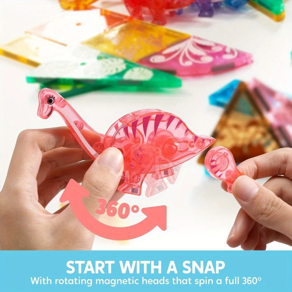 Magnetic Building Tiles Dinosaur Set 5 Dinosaurs STEM Toy