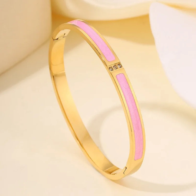 Sparkling Zirconia Inlaid Stainless Steel Bracelet 5/1pcs Set for Women Stackable Bangles Fashion Non Fading Jewelry Gift by Home for Health and Beauty