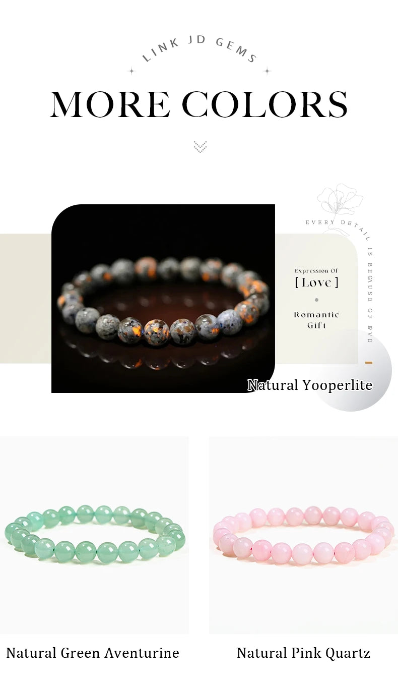 JD Natural Stone Beads Bracelet Amethyst Tiger Eye Crystal Quartz Agate Gem Beads Bangles Women Men Reiki Healling Jewelry Gift by Home for Health and Beauty