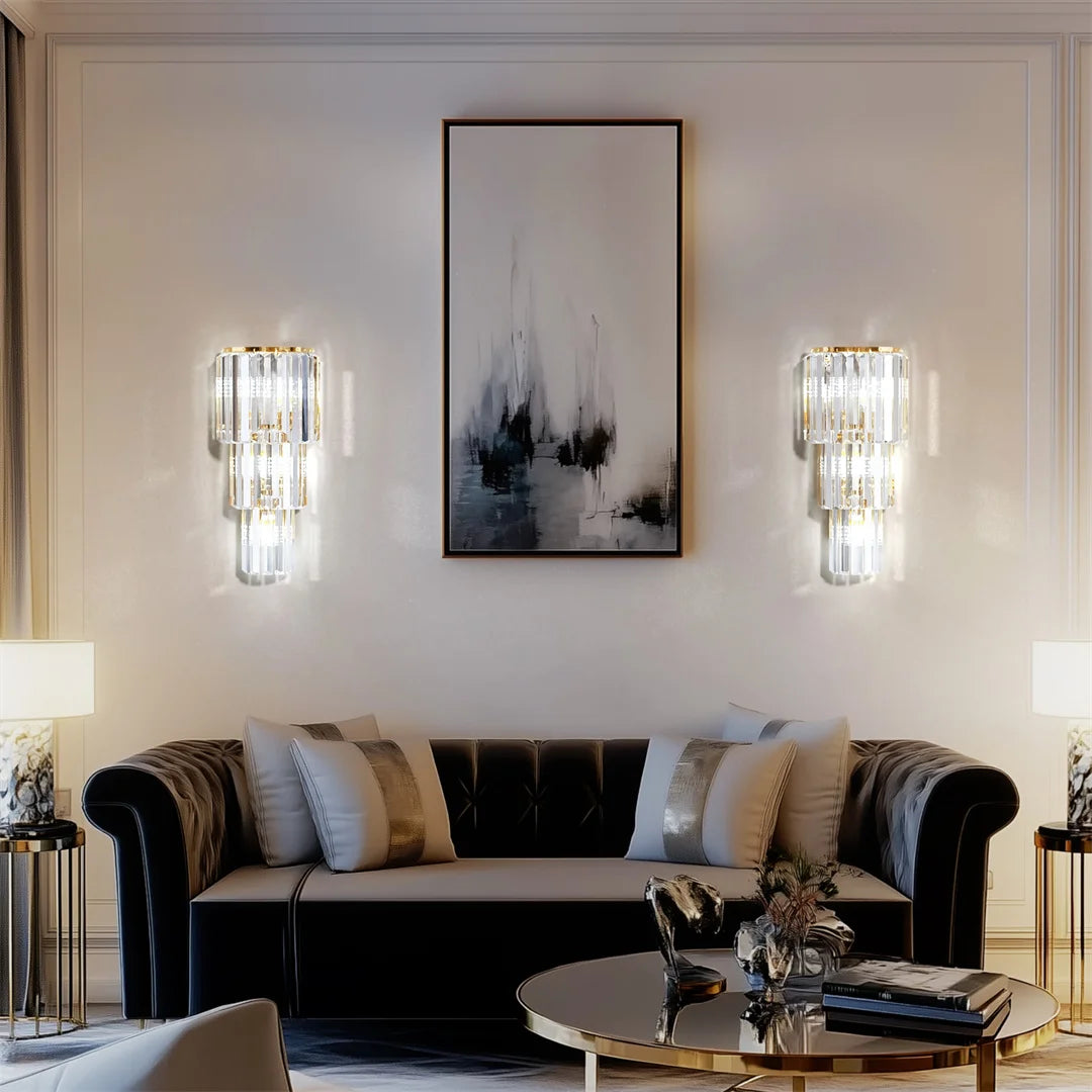 Crystal Wall Lamp Modern 3-Layer Wall Crystal Sconce Light E14 Led Corn Lights by Home for Health and Beauty