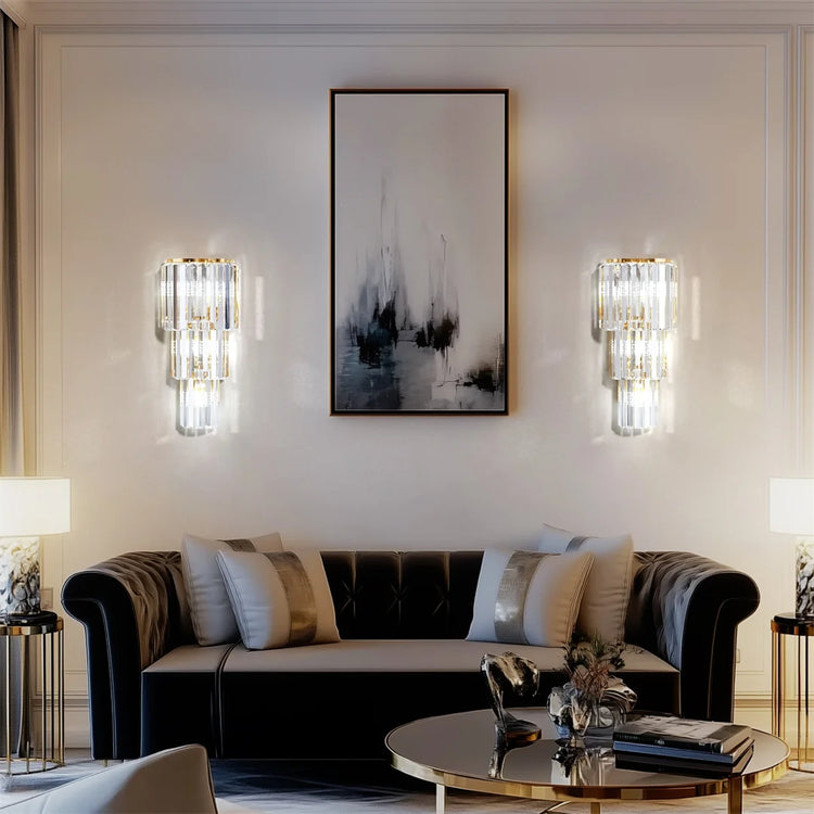 Crystal Wall Lamp Modern 3-Layer Wall Crystal Sconce Light E14 Led Corn Lights by Home for Health and Beauty