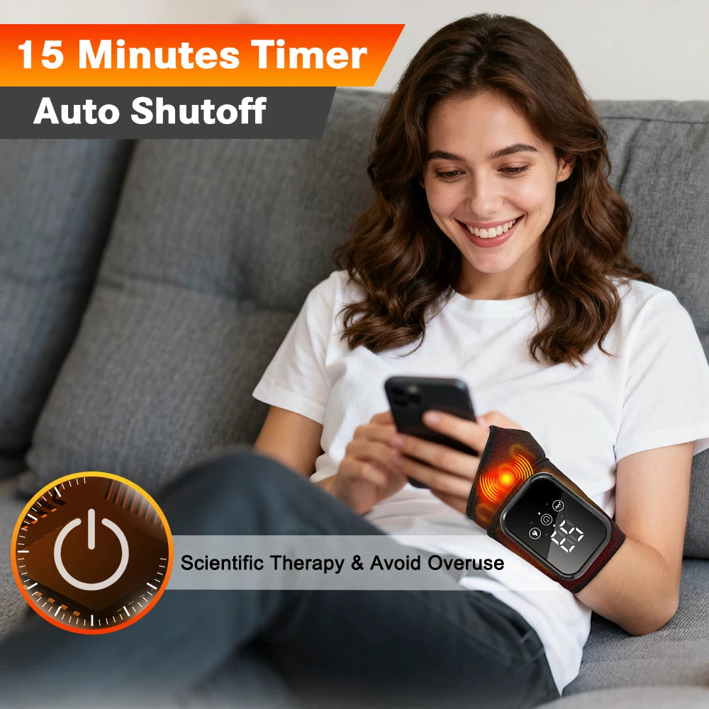 Electric Heating Wrist Massager Wrist Brace Protector Wrap Vibration Massage Relieves Tenosynovitis Carpal Tunnel Fatigue Relief by Home for Health and Beauty