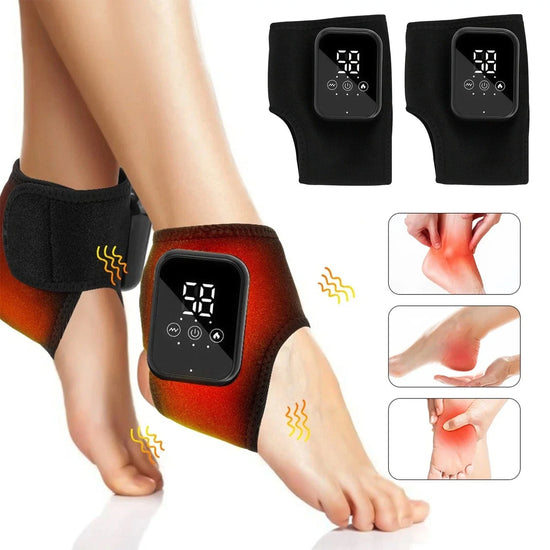 2PCS Electric Foot Ankle Massager 3 Modes Adjustable Vibration Hot Compress Pain Relief Home Ankle Wrist Massage Machine by Home for Health and Beauty