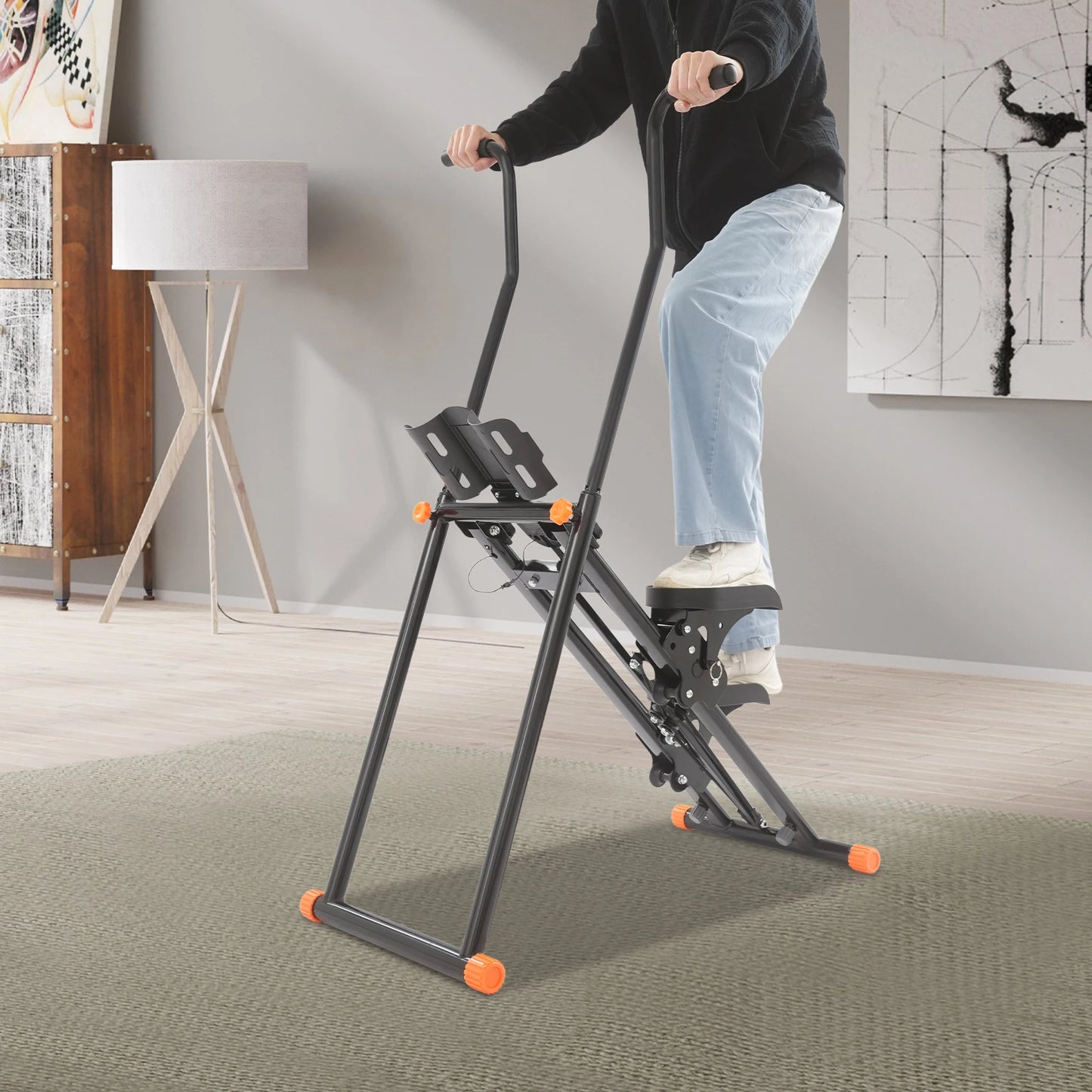 Foldable Stair Stepper Vertical Climber 3-Gear Pedal Angle