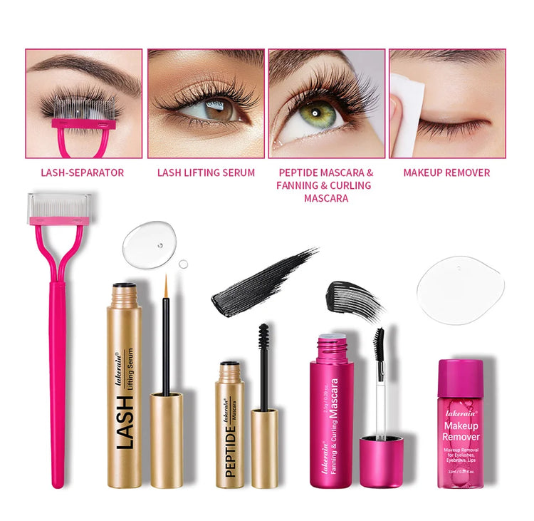 Lash & Brow Set Eyebrow Eyelash Growth Serum Peptide Mascara Eyelash Eyebrow Longer Fuller Thicker Curling Lash Eye Care Makeup by Home for Health and Beauty