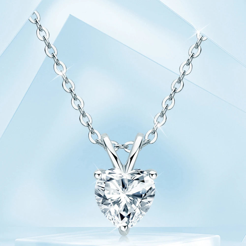 925 Sterling Silver Cross Chain Heart Shaped Moissanite Pendant Necklace for Women Engagement Jewelry US Shipping by Home for Health and Beauty