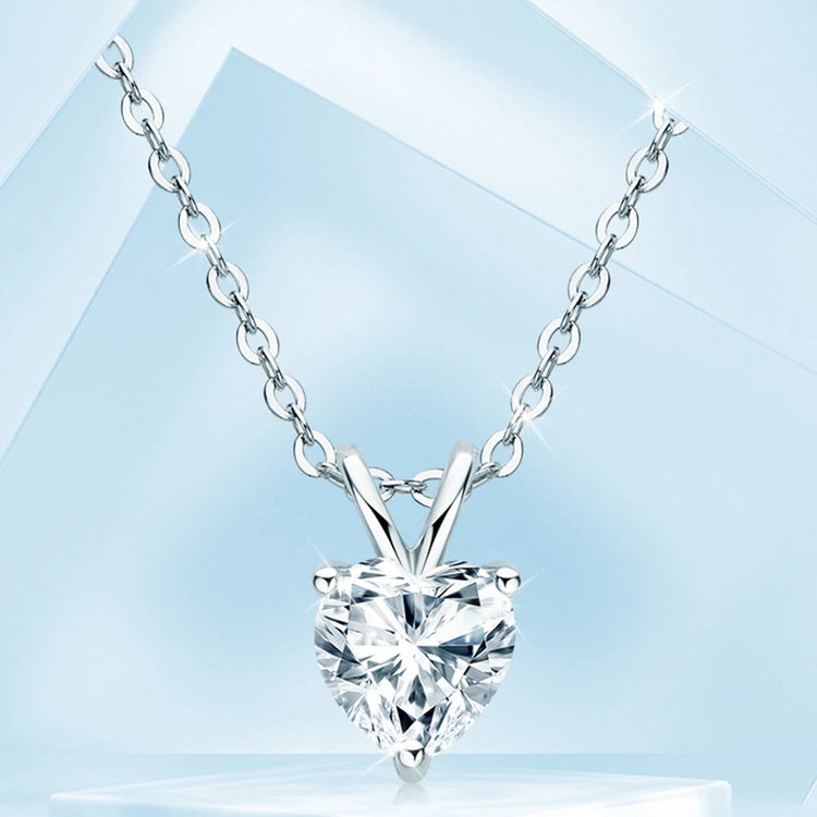 925 Sterling Silver Cross Chain Heart Shaped Moissanite Pendant Necklace for Women Engagement Jewelry US Shipping by Home for Health and Beauty