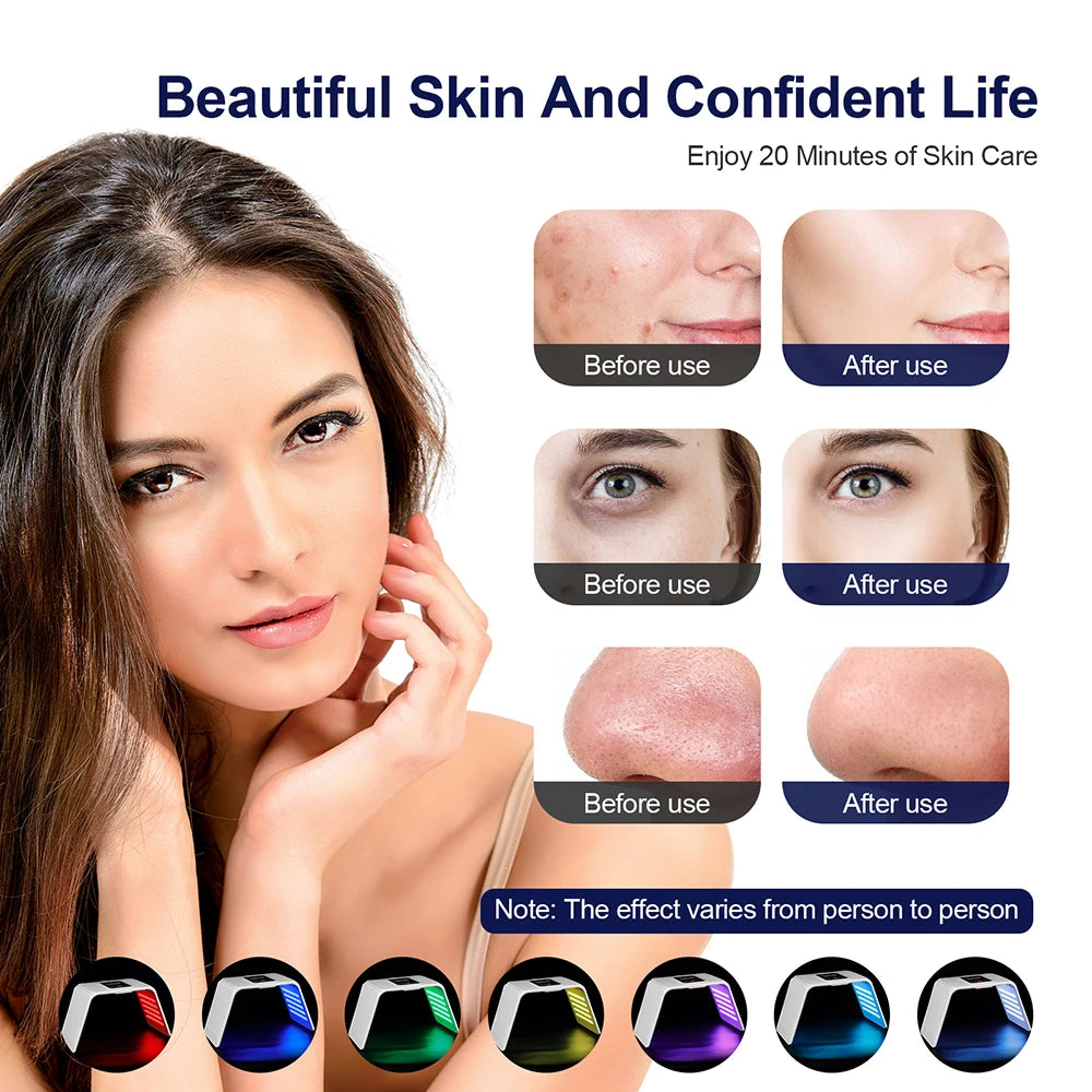 7 Colors LED Photon Machine Foldable Skin Care Equipment Skin Rejuvenation Light Facial Body Beauty Machines For Skin Care by Home for Health and Beauty