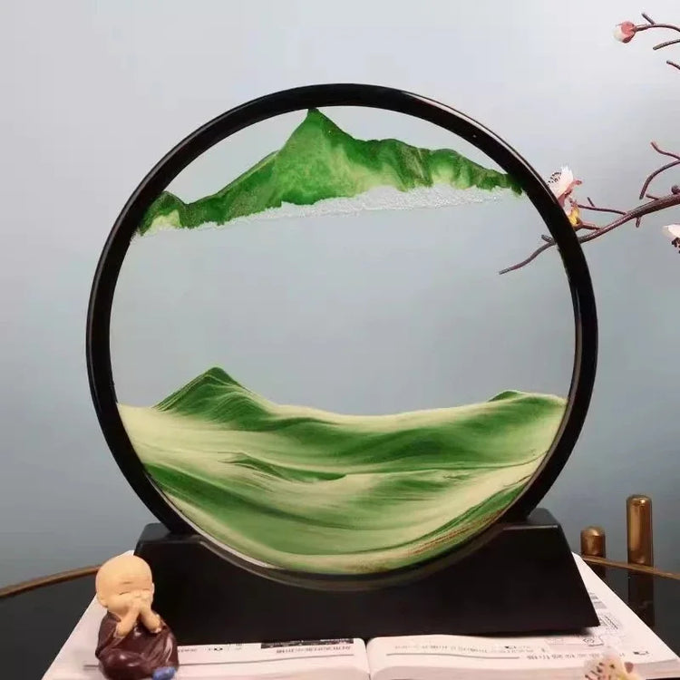 3D Moving Sand Art Picture Round Glass Deep Sea Sandscape Hourglass Quicksand Craft Flowing Sand Painting Office Home Decor Gift by Home for Health and Beauty