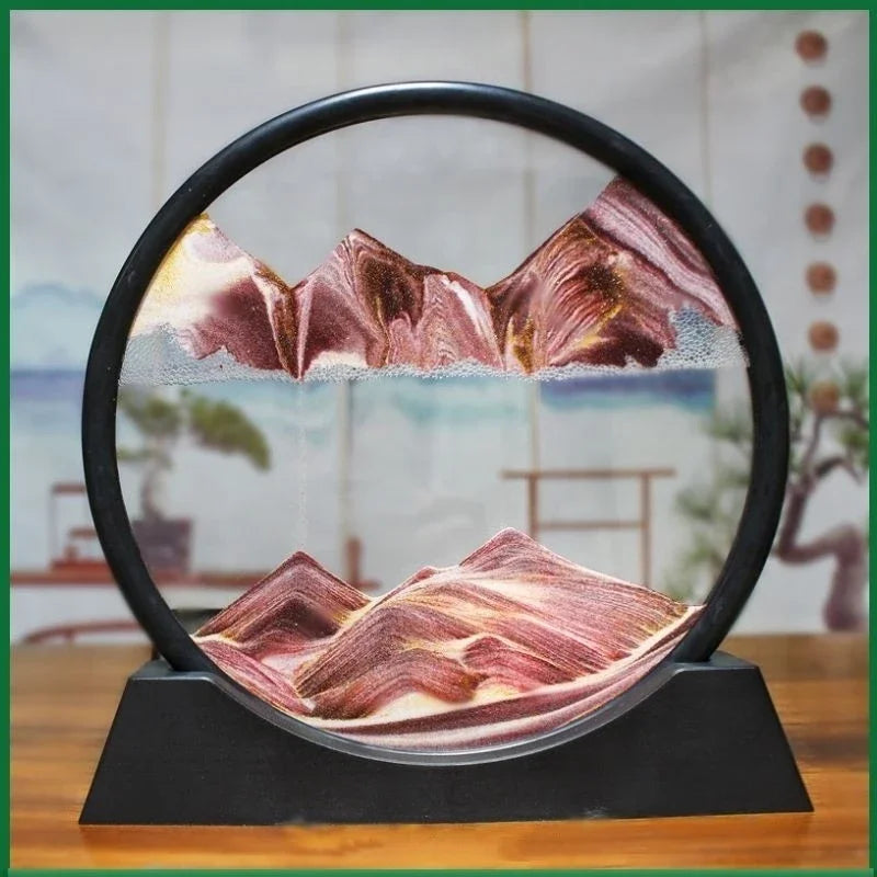 3D Moving Sand Art Picture Round Glass Deep Sea Sandscape Hourglass Quicksand Craft Flowing Sand Painting Office Home Decor Gift by Home for Health and Beauty