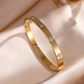 Sparkling Zirconia Inlaid Stainless Steel Bracelet 5/1pcs Set for Women Stackable Bangles Fashion Non Fading Jewelry Gift by Home for Health and Beauty