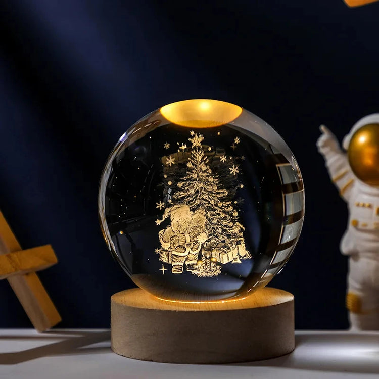 3D Moon Crystal Ball Astronomy Galaxy Solar System Saturn Luminous Balls Snow Glass Globe Night Light Home Desktop Decoration solar system sphere stand globe earth gyro ball planet by Home for Health and Beauty