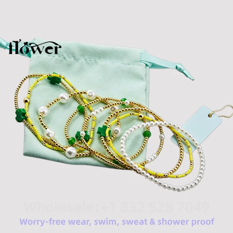 Waterproof Charm Beads Stackable Bracelets Bangles Fashion Fine Jewelry Gift For Women Anniversary Birthday by Home for Health and Beauty