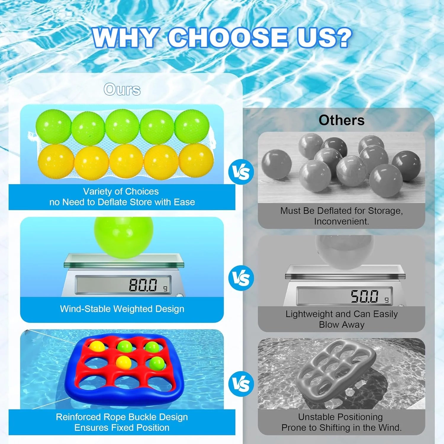 Pool Games Set- Tic-Tac-Toe Inflatable Pool Toys with 10 Balls Fun Summer Swimming Pool Party Beach Lawn Outdoor Camping Party Float Game Water Ball Toys for Adults Teens Kids 2-10 Players by Home for Health and Beauty