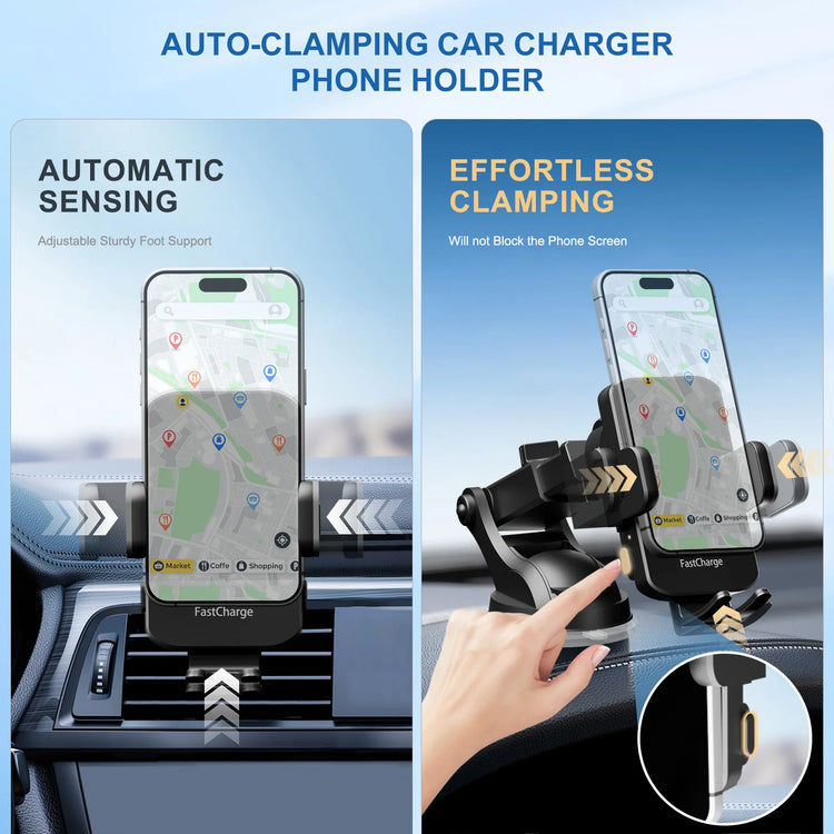 Wireless Car Charger Phone Holder 15W Fast Charge Mount iPhone by Home for Health and Beauty