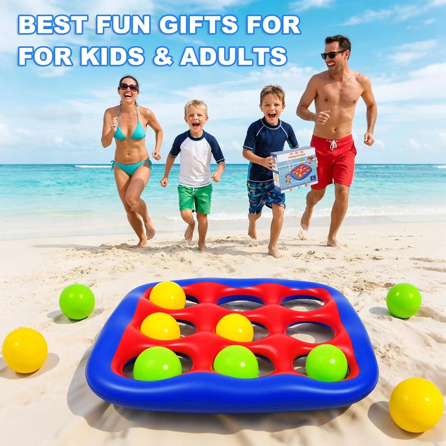 Pool Games Set- Tic-Tac-Toe Inflatable Pool Toys with 10 Balls Fun Summer Swimming Pool Party Beach Lawn Outdoor Camping Party Float Game Water Ball Toys for Adults Teens Kids 2-10 Players by Home for Health and Beauty