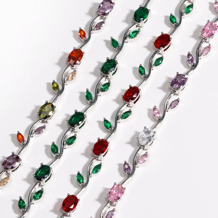 Luxury 16 Colors Sparkling Leaf Cubic Zirconia Branch Gold Silver Color CZ Crystal Bracelet Fashion Women Wedding Jewelry Gift by Home for Health and Beauty
