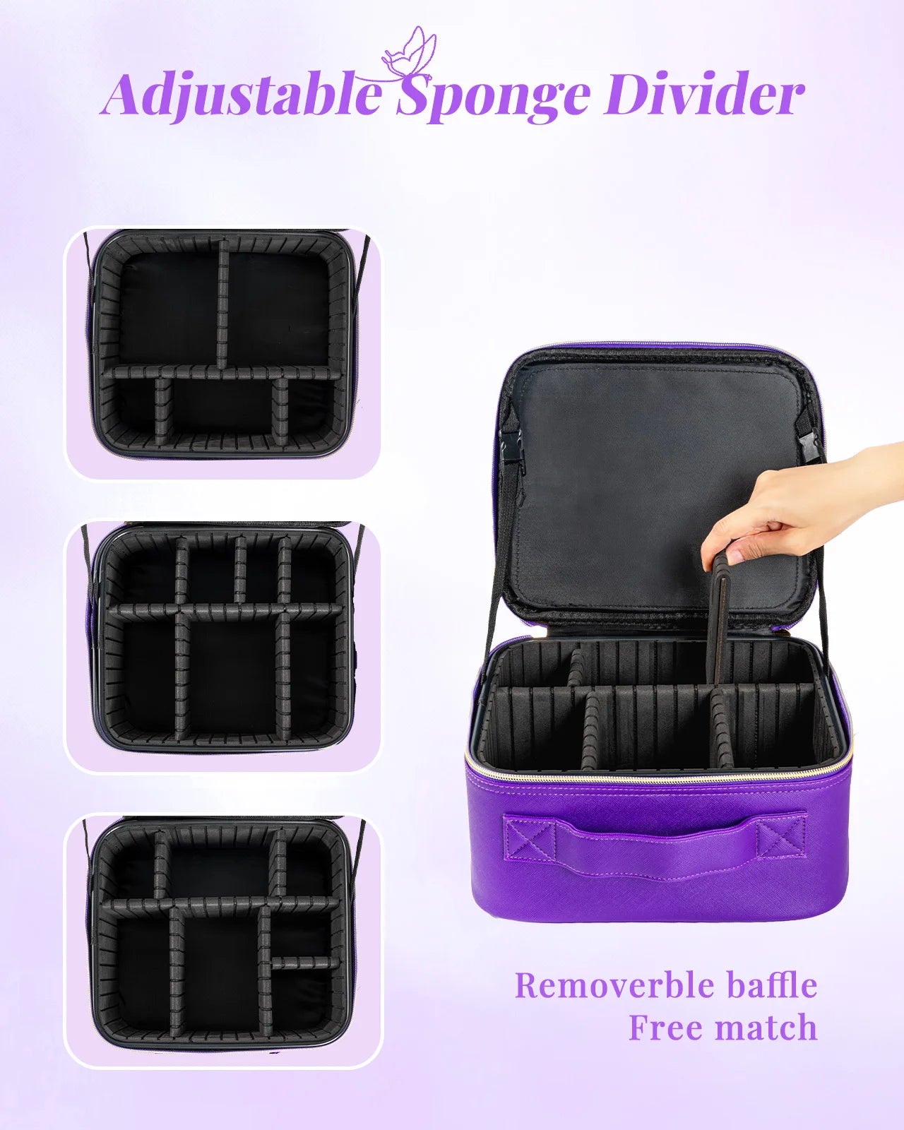 Makeup Bag With Mirror Lamp Travel Waterproof Cosmetic Case