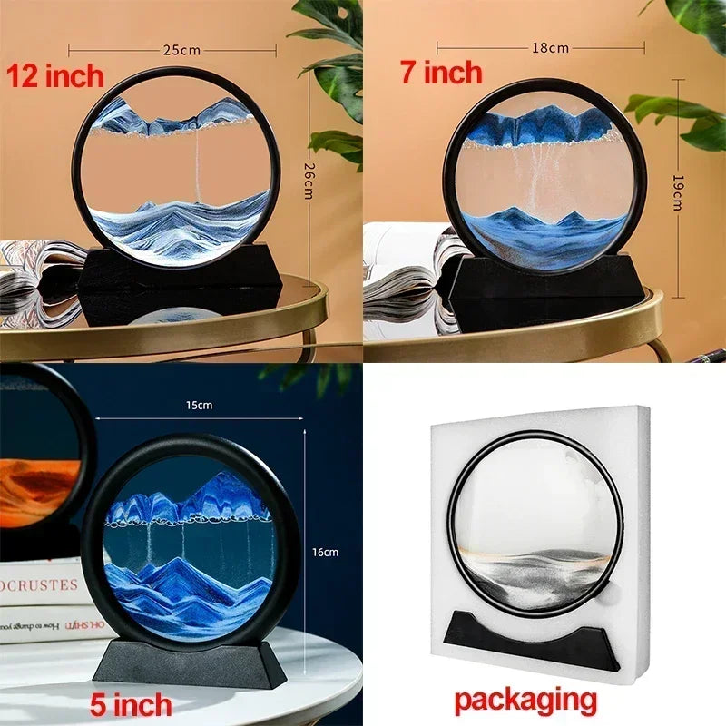 3D Moving Sand Art Glass Frame Deep Sea Quicksand Decor by Home for Health and Beauty