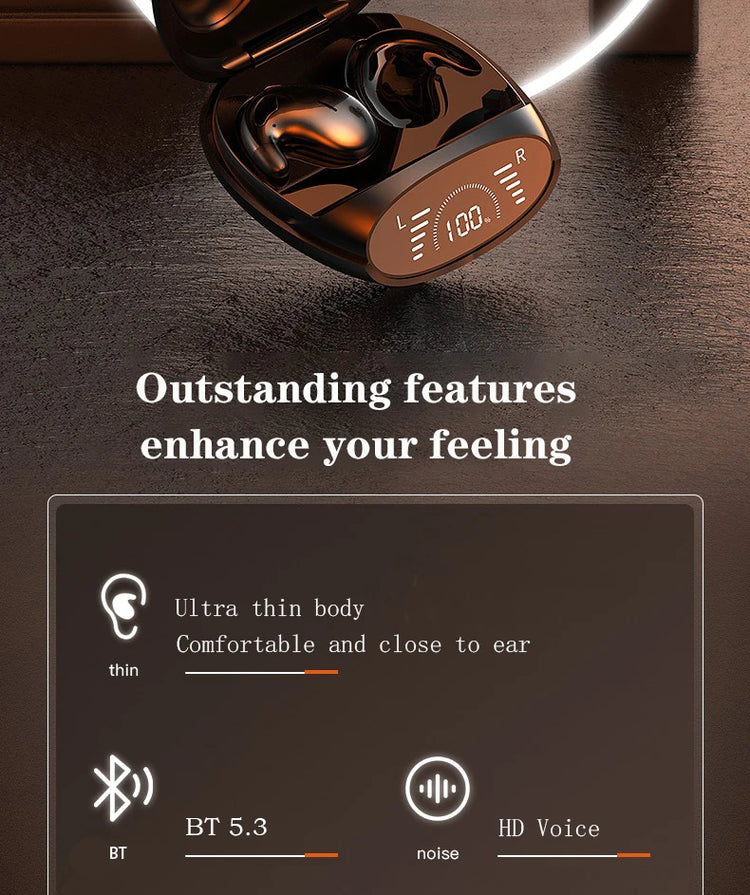SK Ultra-thin Sleep Headphones 5.3 Wireless Bluetooth Headset Invisible Earbuds Hidden In Ear Button Sports Earphones Waterproof by Home for Health and Beauty