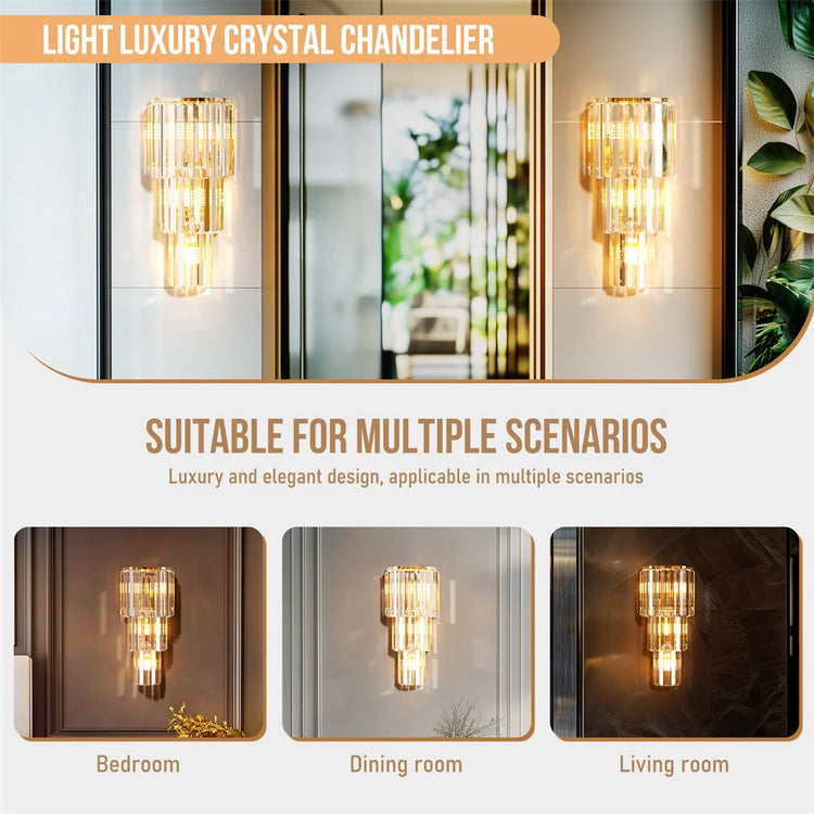 Crystal Wall Lamp Modern 3-Layer Wall Crystal Sconce Light E14 Led Corn Lights by Home for Health and Beauty