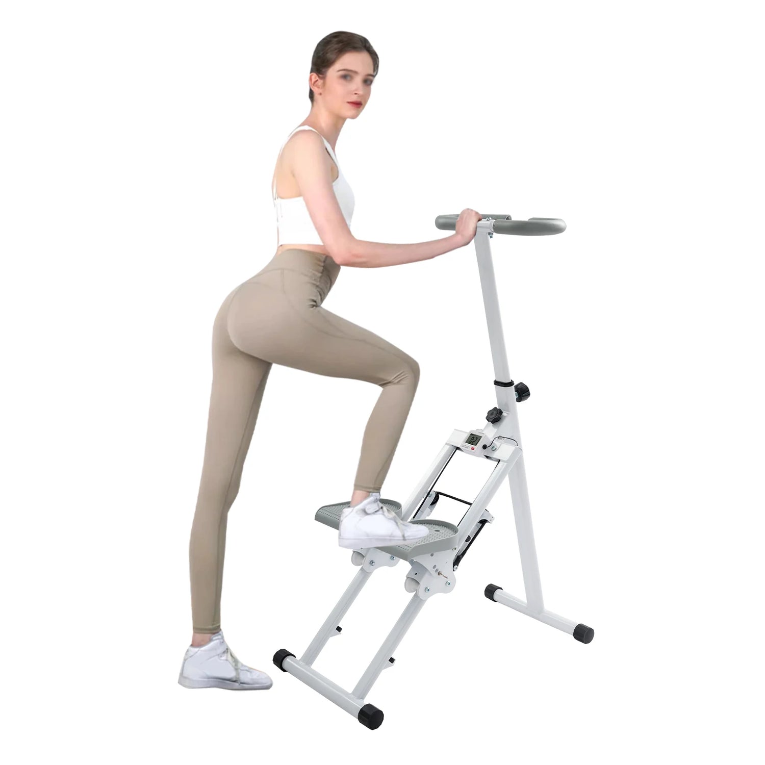 White/Black Folding Stair Stepper for Home Gym Exercise| Full-Body Workout Vertical Climber| Cardio Stepper by Home for Health and Beauty