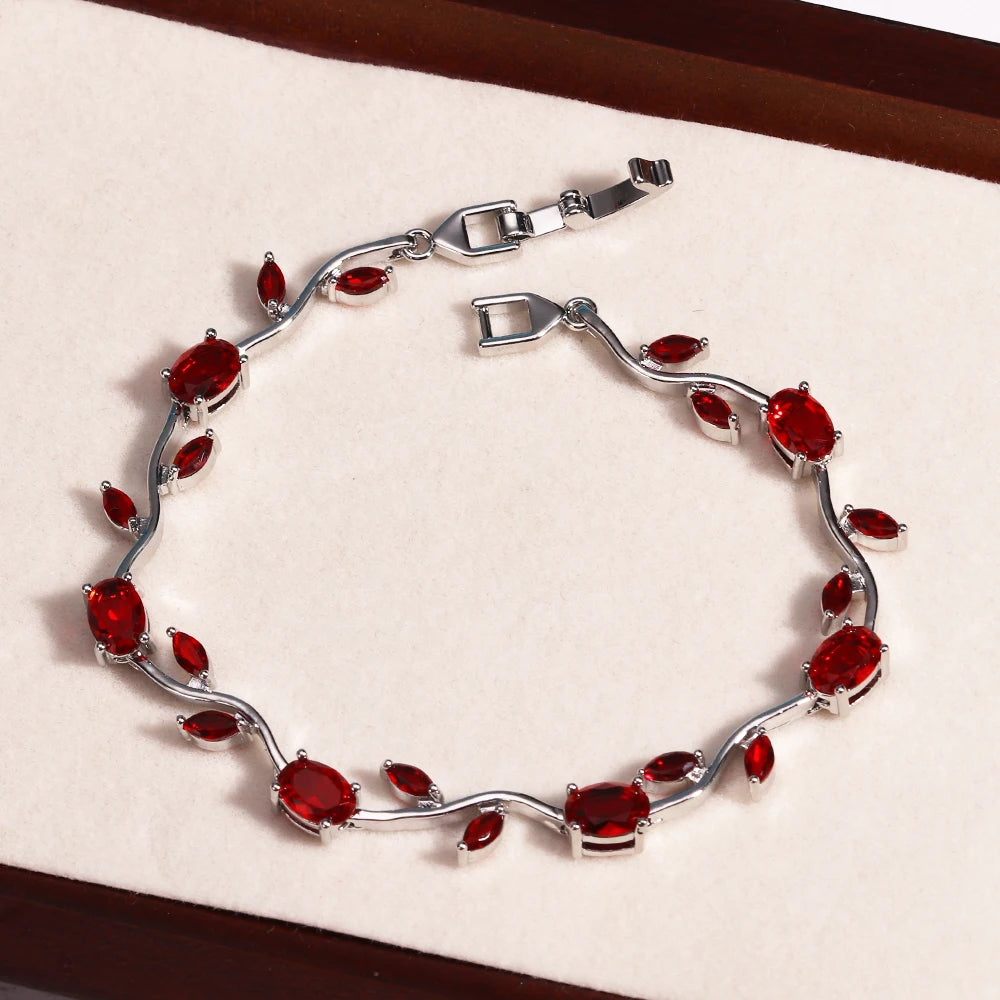 Luxury 16 Colors Sparkling Leaf Cubic Zirconia Branch Gold Silver Color CZ Crystal Bracelet Fashion Women Wedding Jewelry Gift by Home for Health and Beauty