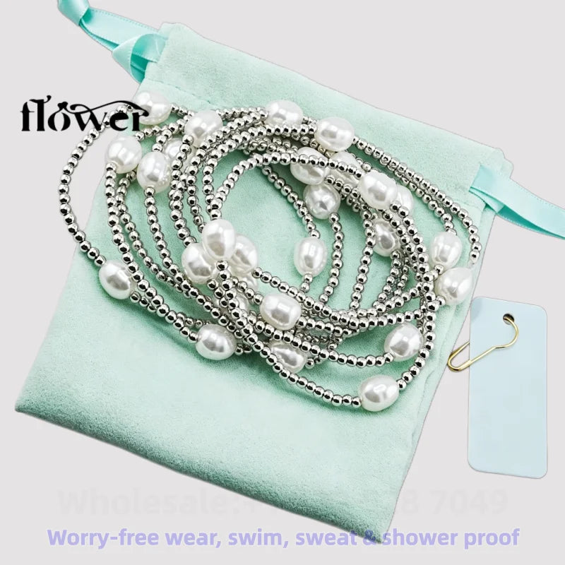 Waterproof Charm Beads Stackable Bracelets Bangles Fashion Fine Jewelry Gift For Women Anniversary Birthday by Home for Health and Beauty