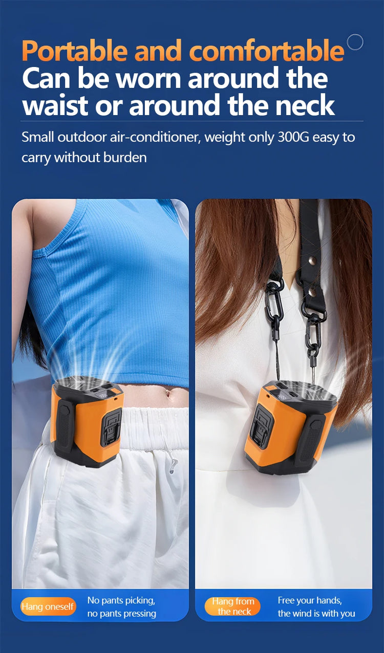 Portable Waist Fan 10000mAh with Power Bank LED Lighting Hanging Neck Fan 5 Speed Strong Airflow Cooling Fan for Outdoor Working by Home for Health and Beauty