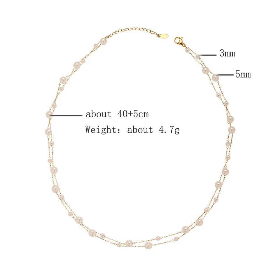 Stainless Steel Pearl Choker Necklace For Women