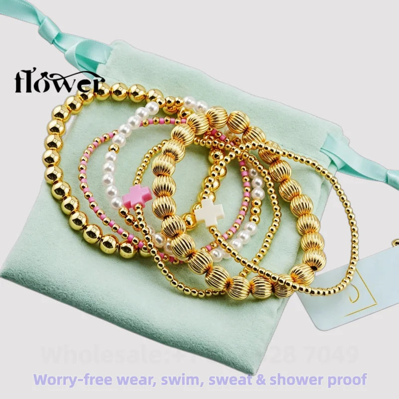 Waterproof Charm Beads Stackable Bracelets Bangles Fashion Fine Jewelry Gift For Women Anniversary Birthday by Home for Health and Beauty