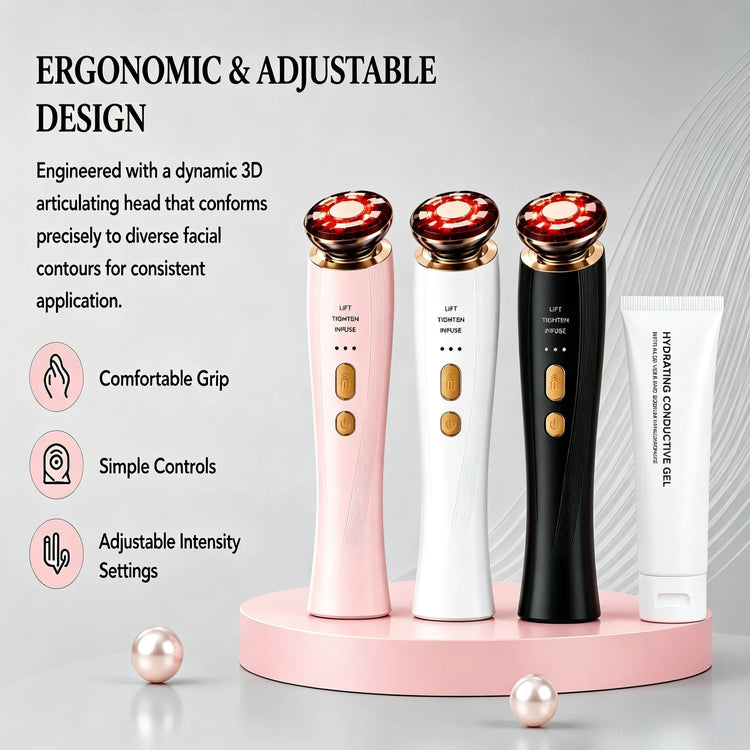 3 in 1 Red Light Handle Facial Device Portable V Shaped Face Lifting Slimming Massager for Neck Skin Tightening Anti-Aging Skincare Tool For Women Travel Home Use Gift by Home for Health and Beauty