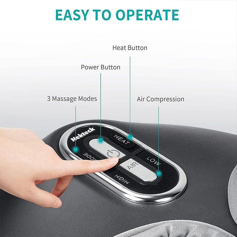 Foot Massager Electric Heating Therapy Air Compression Shiatsu by Home for Health and Beauty