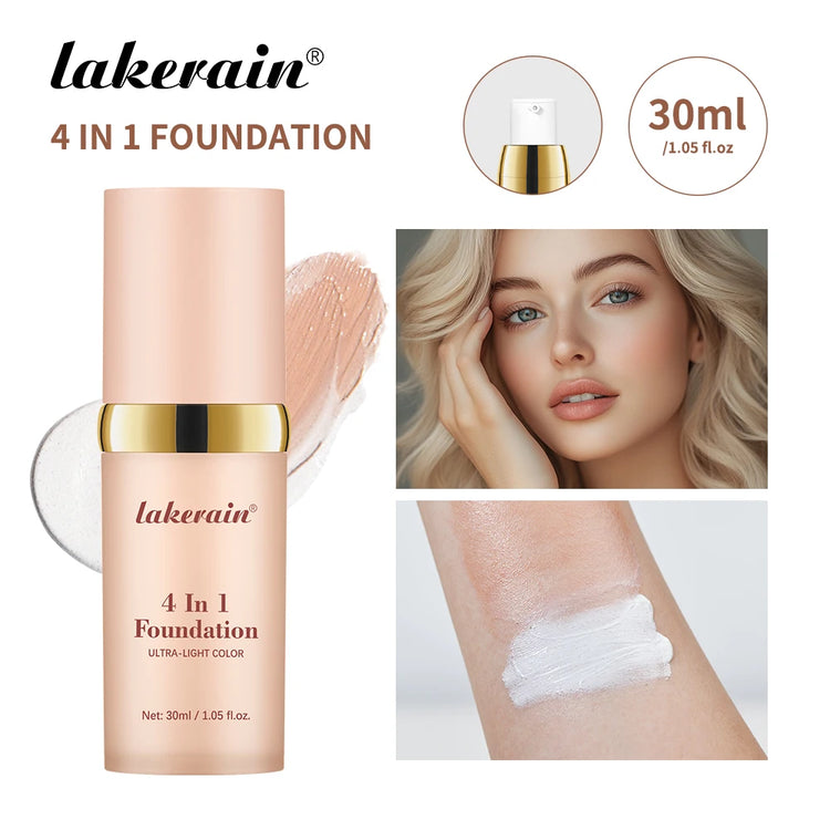 4 In 1 Foundation Long-wearing Moisturizing Waterproof Concealer Even Skin Tone SPF 30 Liquid Hydrating Full Coverage Concealer by Home for Health and Beauty