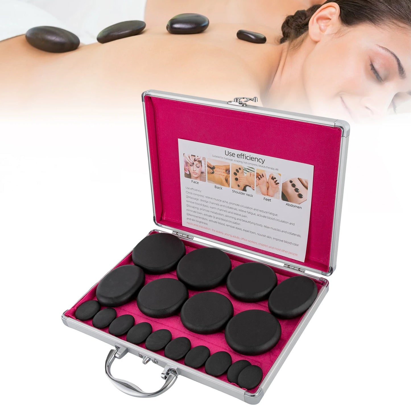 Hot Stones Massage Set With Heater Box Spa