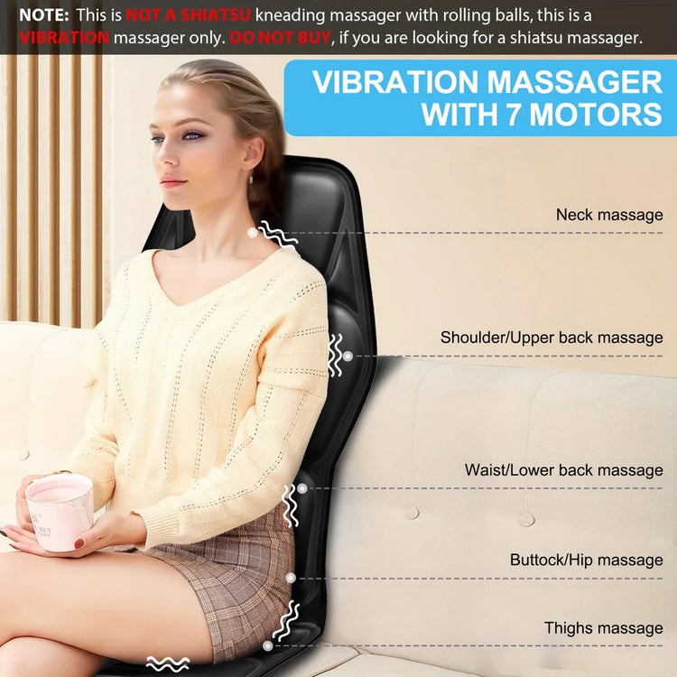 HOMEMASSA Vibration Back Massager Seat Cushion With Heat Massage Chair Pad by Home for Health and Beauty