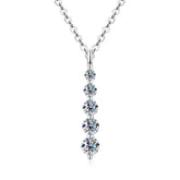 5-Stone Moissanite Long Pendant Necklace D VVS1 for Women Clavicle Chain Necklace Fine Jewelry Gift 14K Gold Filled by Home for Health and Beauty