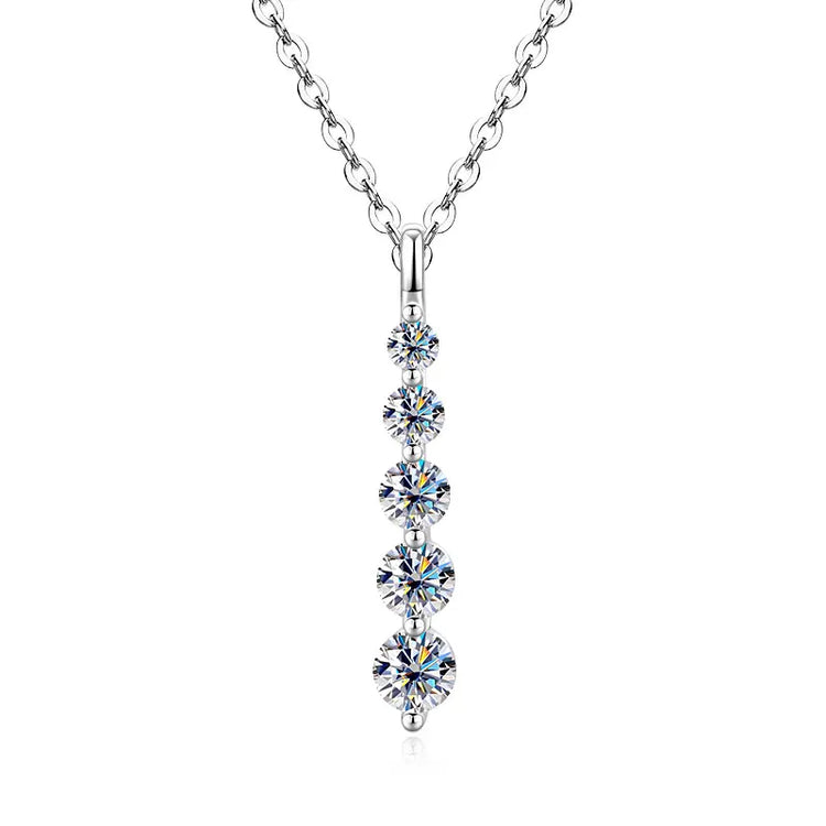 5-Stone Moissanite Long Pendant Necklace D VVS1 for Women Clavicle Chain Necklace Fine Jewelry Gift 14K Gold Filled by Home for Health and Beauty
