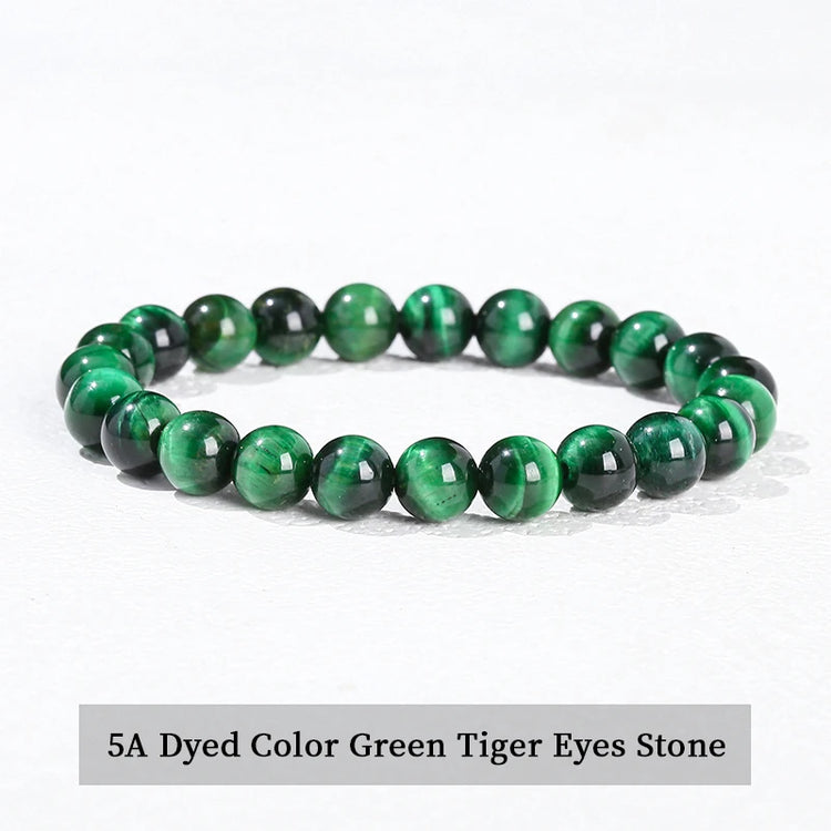 JD Natural Stone Beads Bracelet Amethyst Tiger Eye Crystal Quartz Agate Gem Beads Bangles Women Men Reiki Healling Jewelry Gift by Home for Health and Beauty