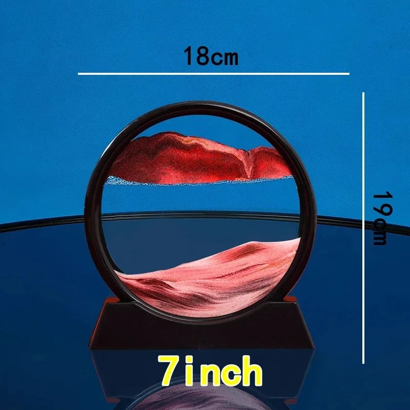 3D Moving Sand Art Picture Round Glass Deep Sea Sandscape Hourglass Quicksand Craft Flowing Sand Painting Office Home Decor Gift by Home for Health and Beauty