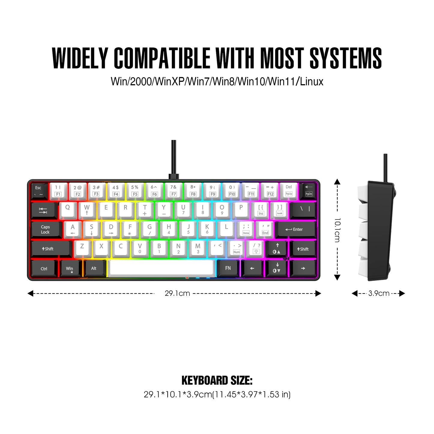 Wired RGB Backlit Waterproof Portable Keyboard PC and Mac