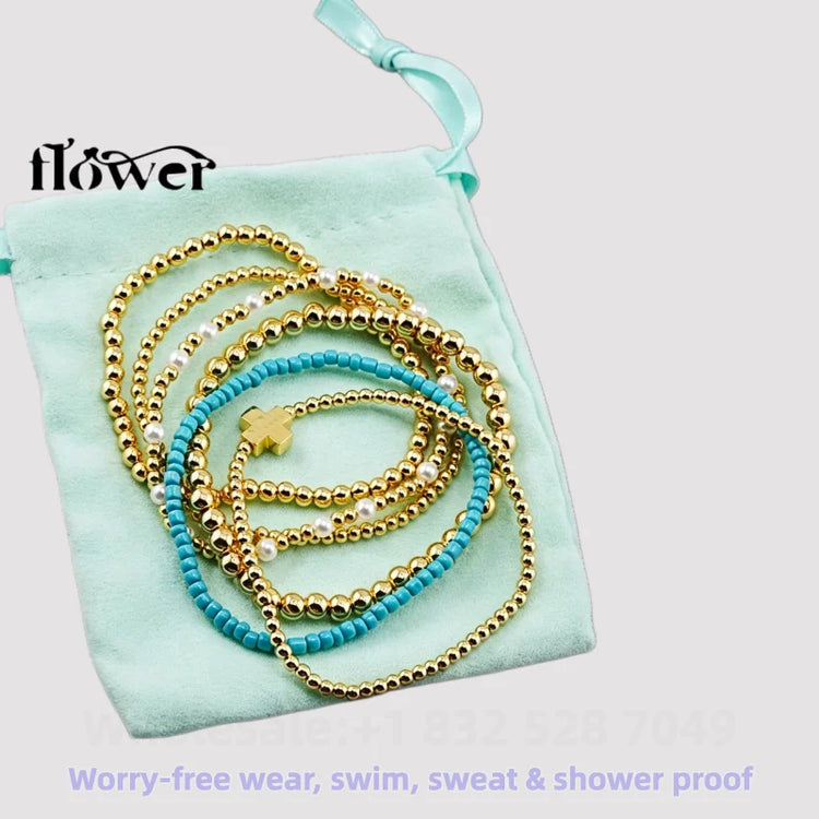 Waterproof Charm Beads Stackable Bracelets Bangles Fashion Fine Jewelry Gift For Women Anniversary Birthday by Home for Health and Beauty