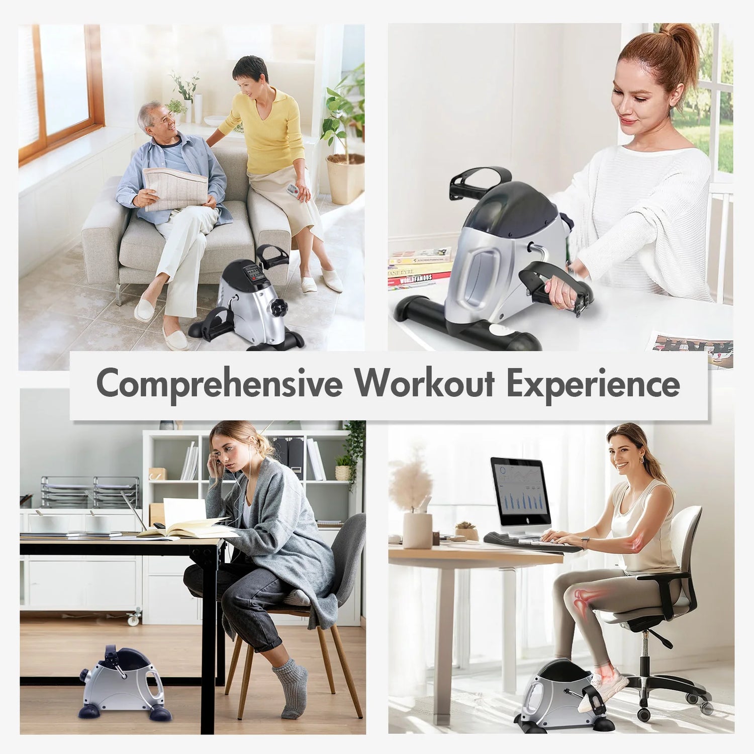 Mini Under Desk Pedal Exerciser Bike Multi-Function Motorized Digital With LCD Screen Display for Leg Arm and Knee for Elderly by Home for Health and Beauty