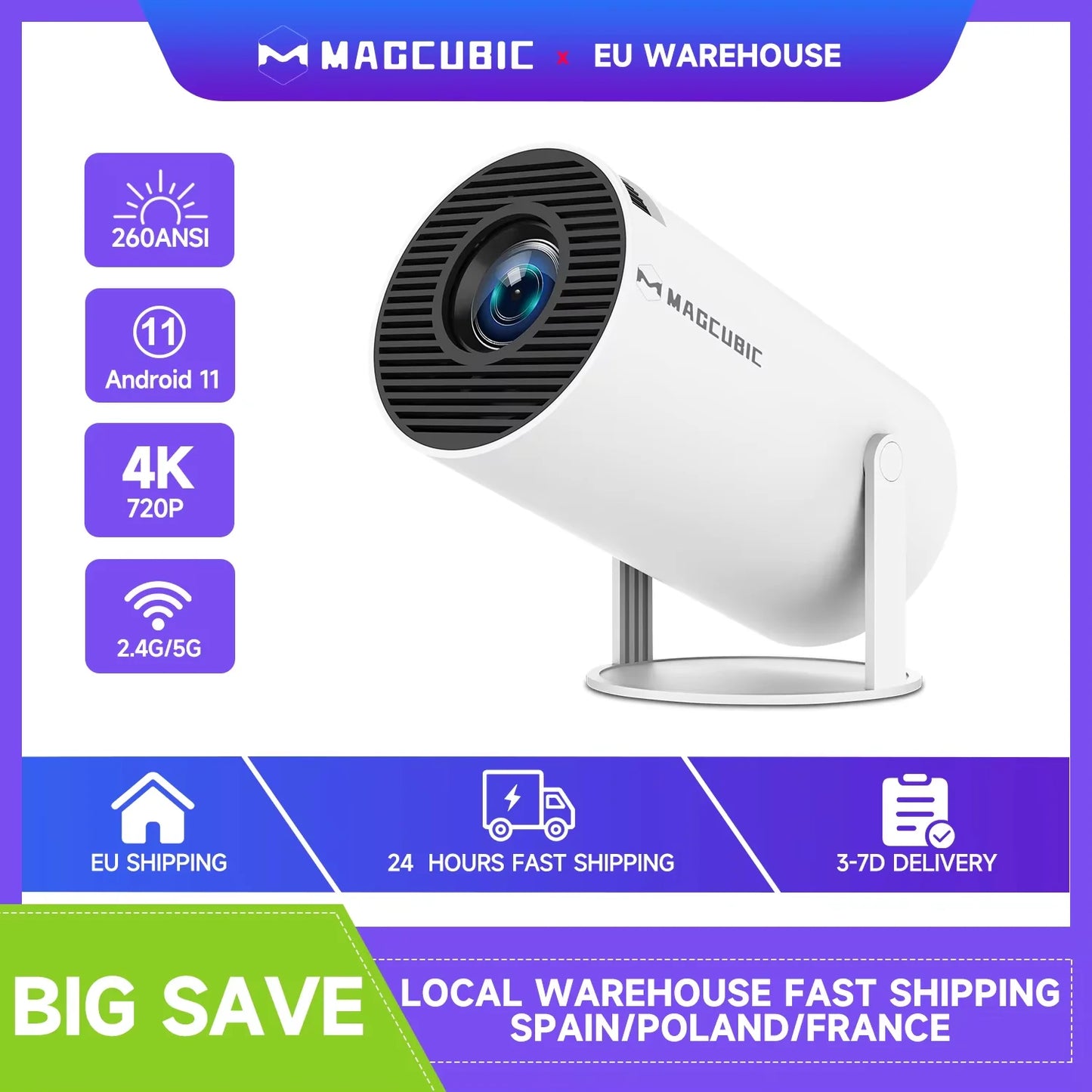 Magcubic Outdoor Portable Projector Android 11 WiFi6