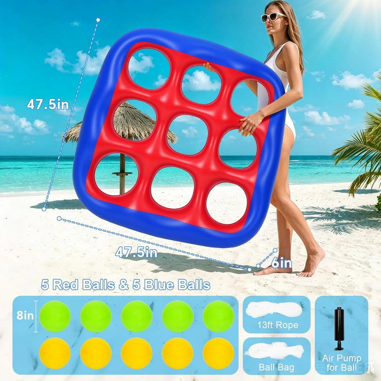 Pool Games Set- Tic-Tac-Toe Inflatable Pool Toys with 10 Balls Fun Summer Swimming Pool Party Beach Lawn Outdoor Camping Party Float Game Water Ball Toys for Adults Teens Kids 2-10 Players by Home for Health and Beauty