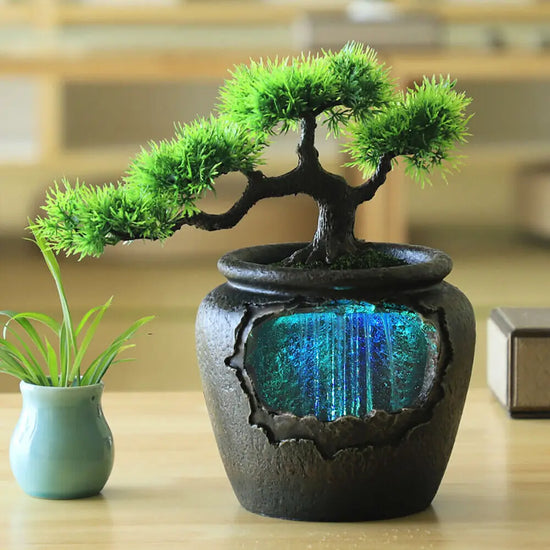 Desktop Fountain Relaxation Waterfall With LED Light Feng Shui by Home for Health and Beauty