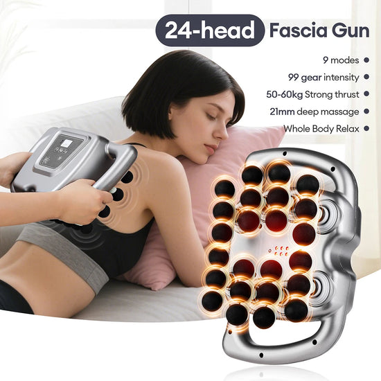 24 Head Fascia Gun 9 Modes High Frequency Massage by Home for Health and Beauty